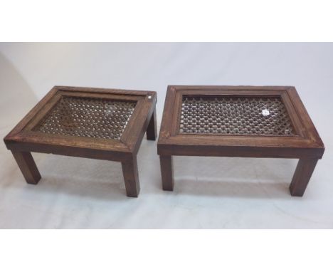 A pair of Jali metal sofa coffee tables H.36cm x W.80cm x D.60cm