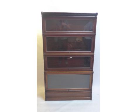 A Globe Wernicke four section mahogany bookcase, H:161cm W:87cm D:27cm
