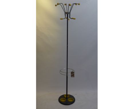 A 1950's black steel coat and stick stand