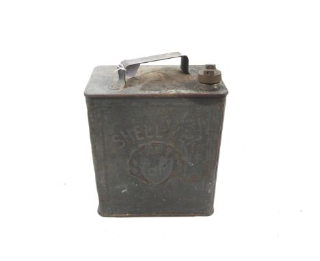 A vintage Shell BP petrol can. Painted blue, marked with the company logo, H31cm