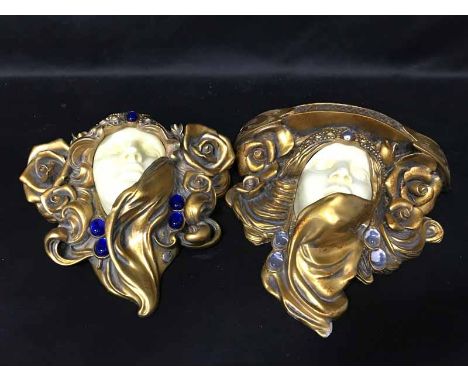 TWO ART NOUVEAU STLYE WALL SCONCES
