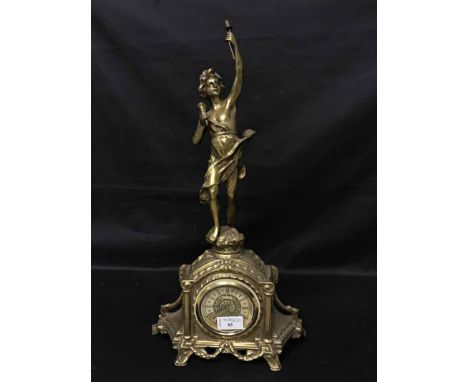 FIGURAL BRASS MANTEL CLOCK 