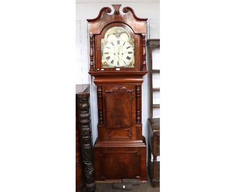 A Victorian Mahogany Eight Day Longcase Clock, circa 1840, the 14 inch painted arch dial signed H. T. Iliffe, Ashton