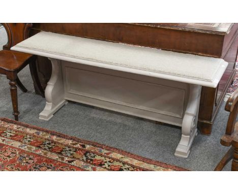A Painted Hall Bench (converted from a section of a sideboard), 142cm by 35cm by 60cm