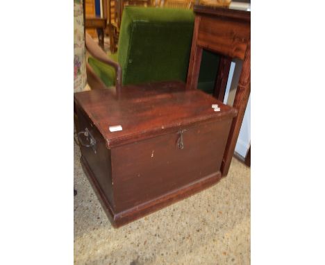 STAINED WOOD STORAGE TRUNK, APPROX 57 X 43CM