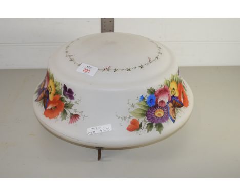 LARGE GLASS LAMP SHADE WITH FLORAL DESIGN