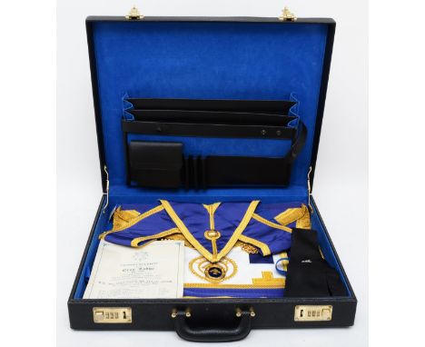 A Masonic Provincial Lodge apron, sash and case 