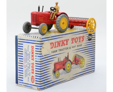 Dinky Toys - A boxed 27AK Farm Tractor &amp; Hay Rake. 