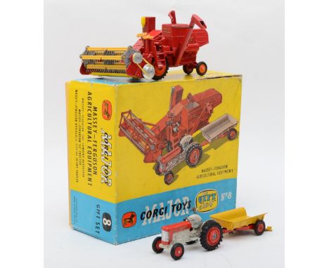 Corgi Toys; A Corgi Major gift set No.8 comprising Massey-Ferguson '780' combine harvester a Massey-Ferguson '65' tractor and