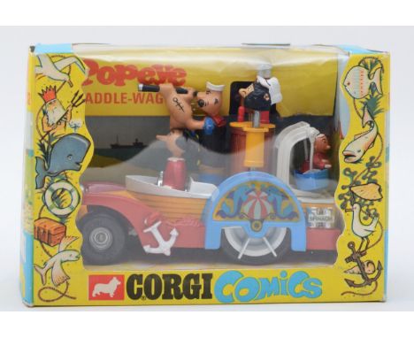 Corgi Toys - A Corgi 802 Popeye Paddle-Wagon, finished in yellow, red, white including rear wheels, complete with moving figu