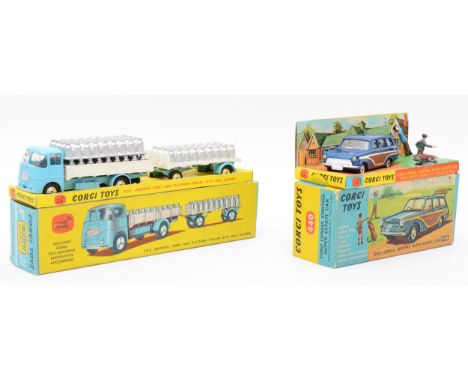 Corgi Toys; Gift Set No.21, comprising E.R.F Dropside Lorry and Platform Trailer with Milk Churns, boxed with inner display s