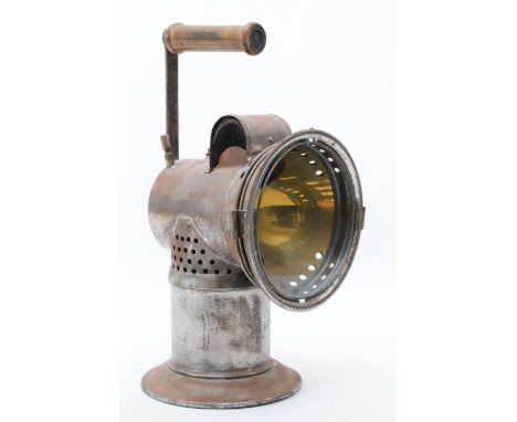 A vintage hand lamp with 6" lens, 34cm 