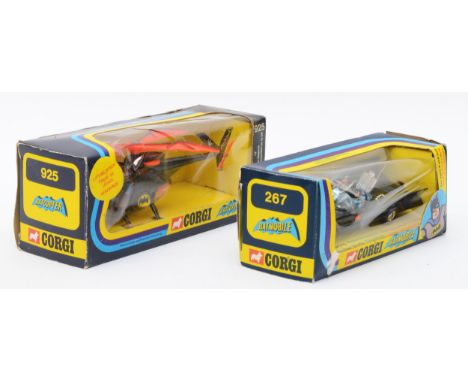 Corgi Toys; A 925 "Batman" Batcopter, black body with red and black Bat blades, complete with winch and hook, boxed, together