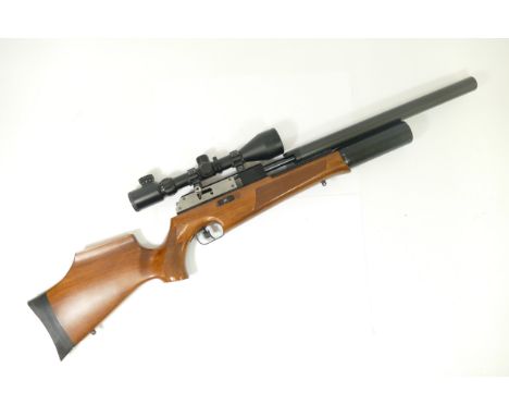 BSA England .22 Gas-Ram air rifle, aperture for a seven-shot magazine (not included) fitted with a 3-9x50E telescopic sight, 