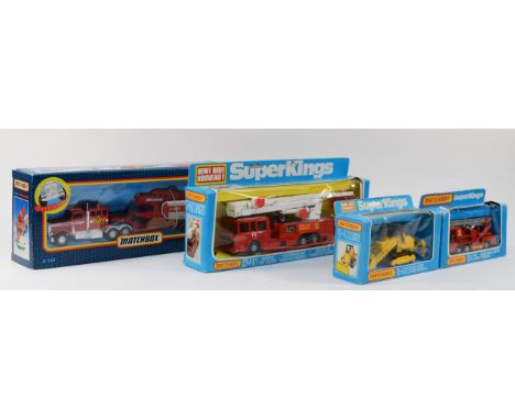 Matchbox Superkings Toys; Comprising K-42 Traxcavator Road Ripper, a K-9 Fire Tender, a K-134 Fire Patrol Unit, and a K-39 Sn