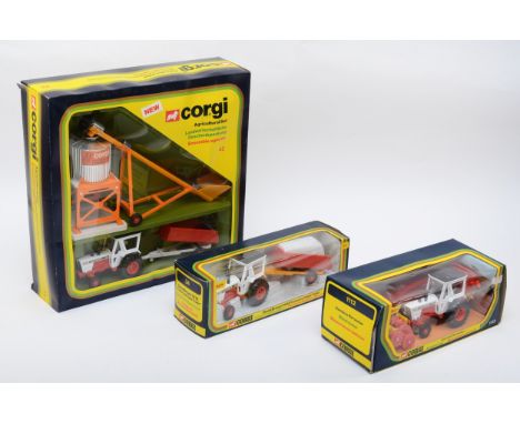 Corgi Toys; 1112 David Brown tractor with JF Combine Attachment, boxed, together with Corgi Agricultural set, No.42, boxed, a