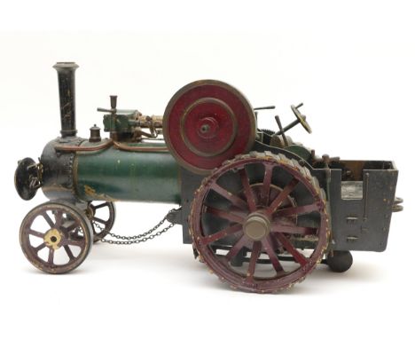 Live Steam, a 3/4″ scale Burrell Agricultural Traction Engine, green and black livery, solid flywheel, in need of light resto