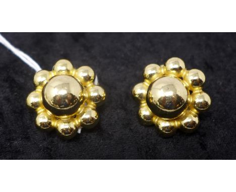 A pair of vintage Christian Dior gilt metal chunky globular clip on earrings, circa 1970's 