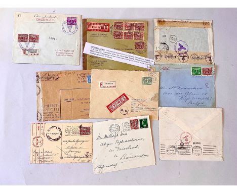 PHILATELY: various Dutch covers with German censor strips, and some other covers  from the period of WW1.