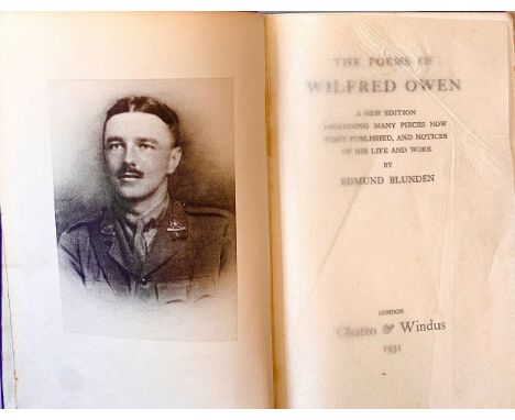 BOOK, POETRY. BLUNDEN, E. (ed.), 'The Poems of Wilfred Owen', 1st thus, 1931. Chatto and Windus. Purple cloth; no jacket; not