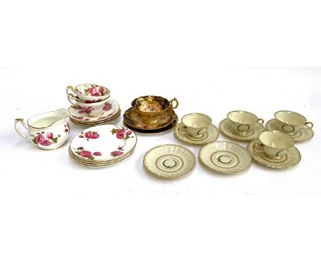A set of Rosenthal teacups (4) and saucers (6) with laurel wreath design; Foley Century Rose (11 pieces); and a Victorian J. 