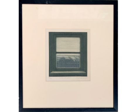 Dorothea Wight (1944-2013), 'Window with blind', mezzotint on paper, signed and numbered 24/50, 15x13cm