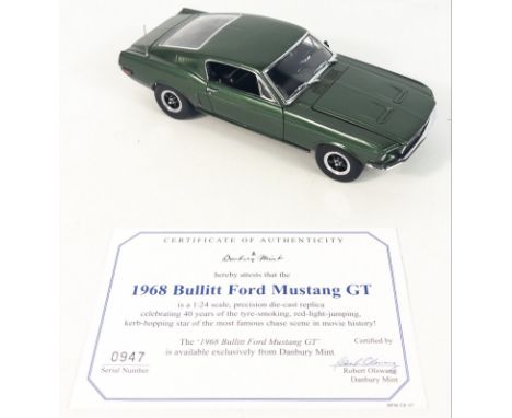 1968 BULLITT FORD MUSTANG GT serial No 0947 1:24 scale precision die-cast replica by Danbury Mint - celebrating 40 years of t