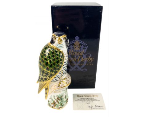 ROYAL CROWN DERBY HARRODS LIMITED EDITION Peregrine Falcon gold button first quality in original box No.67 of a Limited Editi