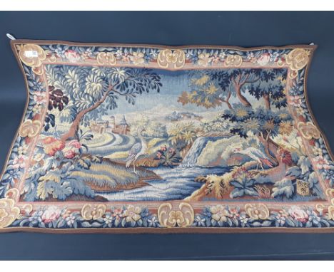A hanging tapestry panel of a pastoral scene 100x70cm, fully backedApprox 1 pieces