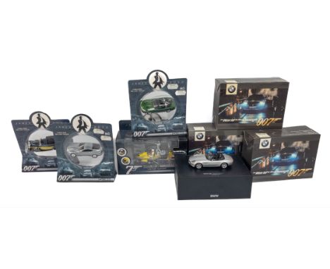 Small collection of James Bond 007 models to include 3 BMW dealership 1:43 scale Z8 models as featured in The World is not En