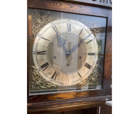 A c1930's Grandfather clock by Hamilton and Inches of Edinburgh with original winder key - dimensions height 180cm x depth 24