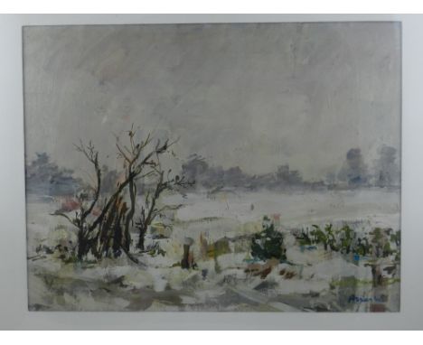 Walter Arras (20th century Belgium school), Winter Landscape, oil on canvas laid down, signed lower right. H: 33cm W: 42cm