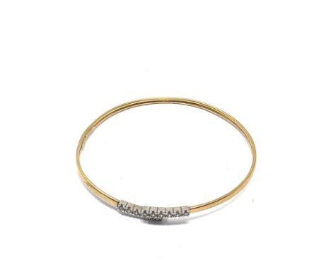 Silver &amp; 9ct gold bonded stone set bangle 