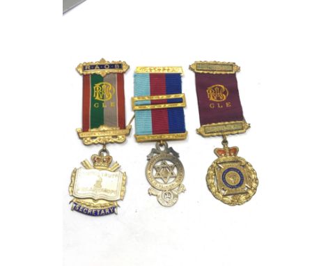 3 silver masonic &amp; raob jewels 