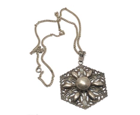 large antique continental silver pendant necklace pendant measures approx 6.5cm by 5cm xrt tested as silver weight 22g 