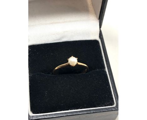 14ct gold vintage pearl solitaire dress ring (1.4g) 