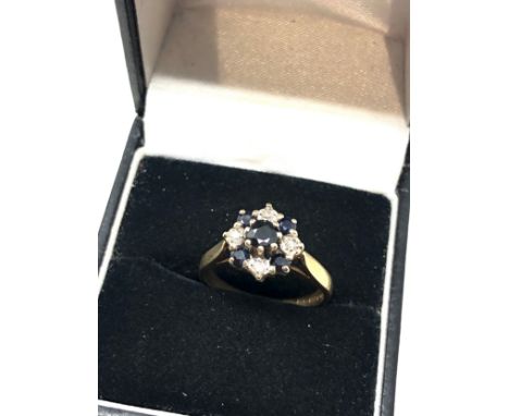 9ct gold sapphire &amp; diamond cluster dress ring (2.7g) 