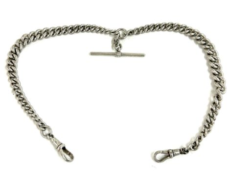 Chunky antique silver double albert pocket watch chain weight approx 43g