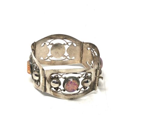 .850 mexico silver foiled glass panel bracelet (32g) 