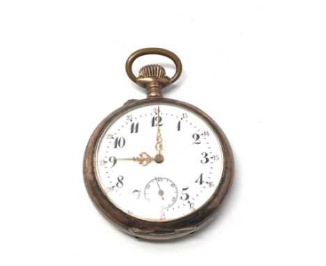 Antique silver open face pocket watch fancy gold hands the watch is not ticking balance spins freely 