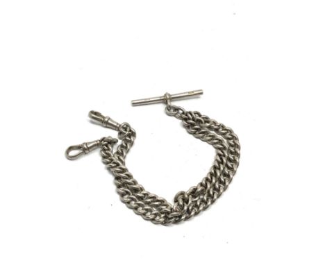 Antique silver double albert pocket watch chain weight approx 47g 
