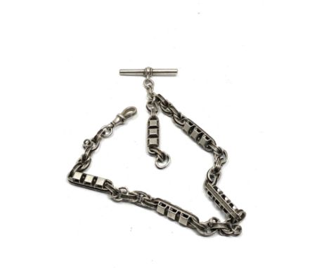 Antique silver fancy link albert pocket watch chain weight approx 30g 
