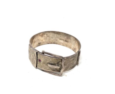 .925 vintage buckle bangle set with paste stones (54g) 