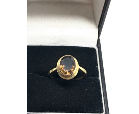 9ct gold vintage smoky quartz statement ring (2.3g) 