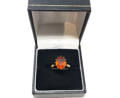 9ct gold vintage citrine solitaire cocktail ring (2.4g) 