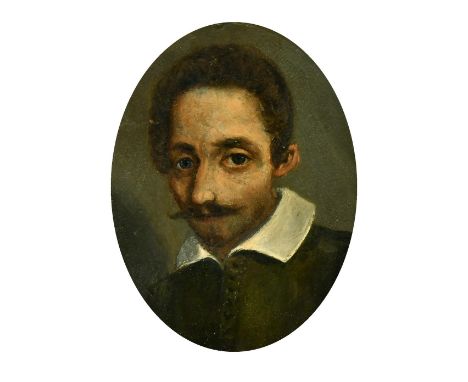 19th Century, possibly Spanish School, a miniature portrait of a gentleman, oil, 4.25" x 3.25" oval.