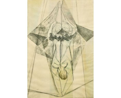 Nigel Lambourne (1909-1988) British, 'Acrobats and Net', mixed technique print, signed and dated 1969 in pencil and also insc