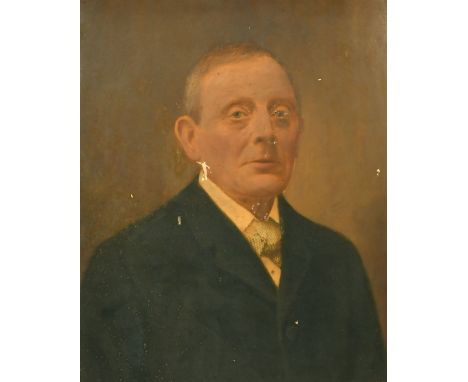 Early 20th Century English School, a portrait of a gentleman, oil on board, 15" x 12".