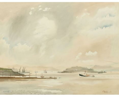 R. Vivian Pitchforth (1895-1982) 'Plymouth' watercolour, signed and inscribed in pencil, The Church Street Gallery, Essex tra