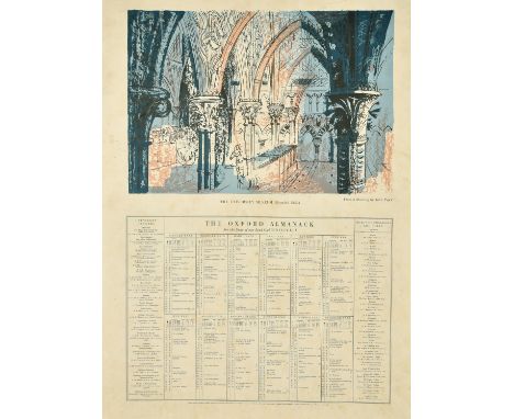 After John Piper, The Oxford Almanac 1956, lithograph and letter press, 30" x 22".